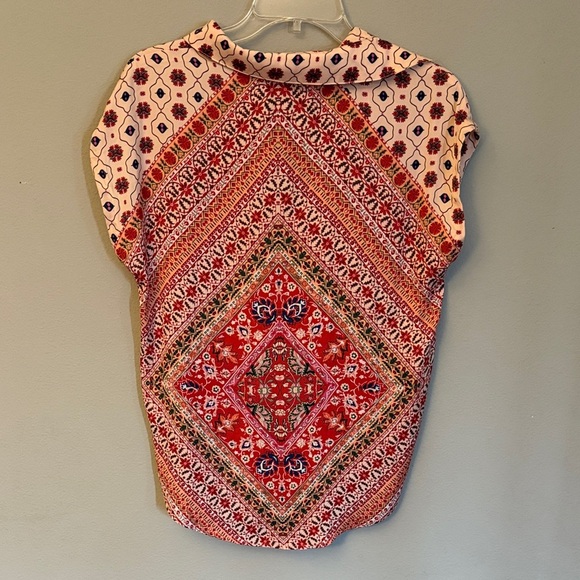 Boho Chic Red Patterned Top Rachel Zoe XS - Picture 3 of 4
